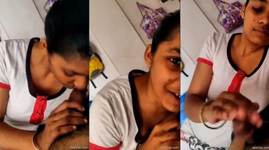 Indian college girl apply oil massaging softly